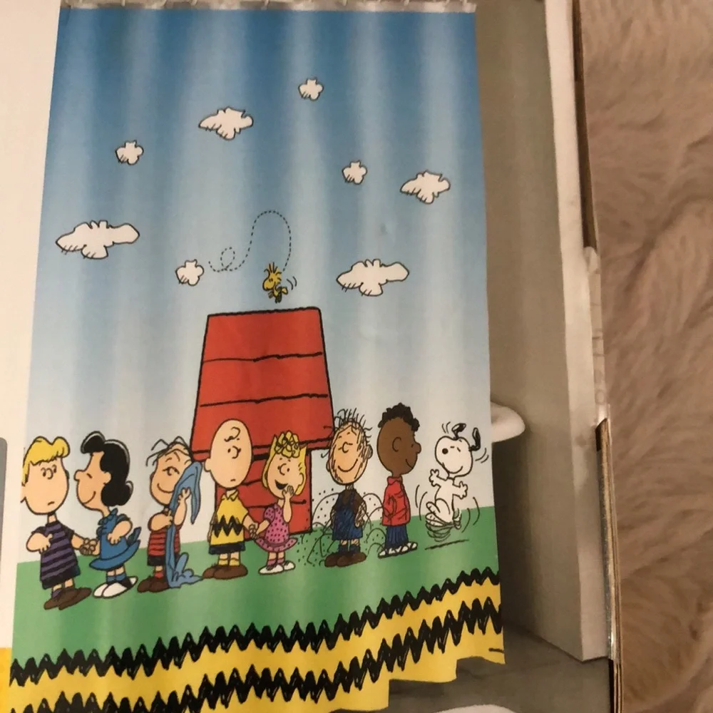 Peanuts Characters Shower Curtain with Snoopy & Charlie Brown